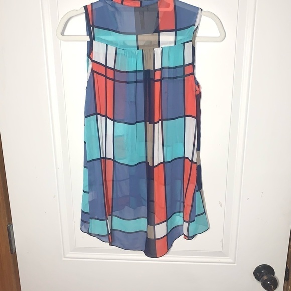 Vintage Poema Geometric print button down sleeveless blouse Small - Picture 6 of 6